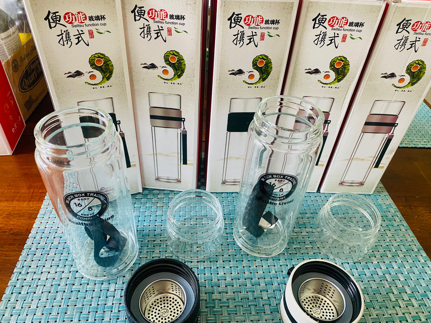 Glass Tea Infuser bottle -400 ML Double wall Borosilicate double Insulated Glass BLACK