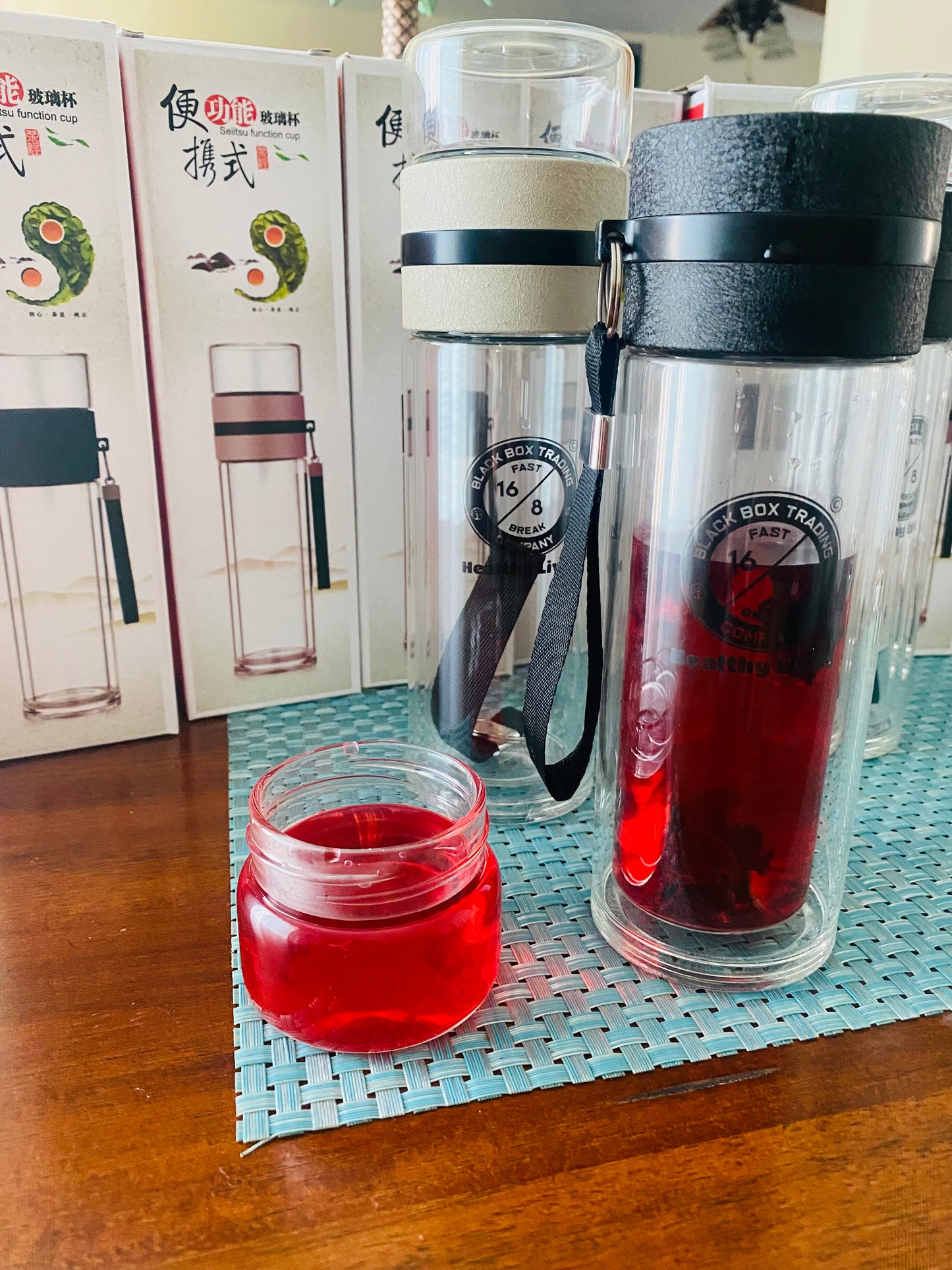 Glass Tea Infuser bottle -400 ML Double wall Borosilicate double Insulated Glass BLACK