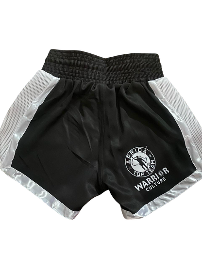 Africa Top Team Warrior Culture Black/ White Muay Thai Shorts, Kick Boxing,