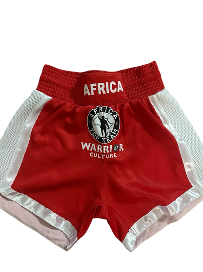 Africa Top Team Warrior Culture Red/White Muay Thai Shorts, Kick Boxing,