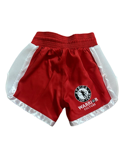 Africa Top Team Warrior Culture Red/White Muay Thai Shorts, Kick Boxing,