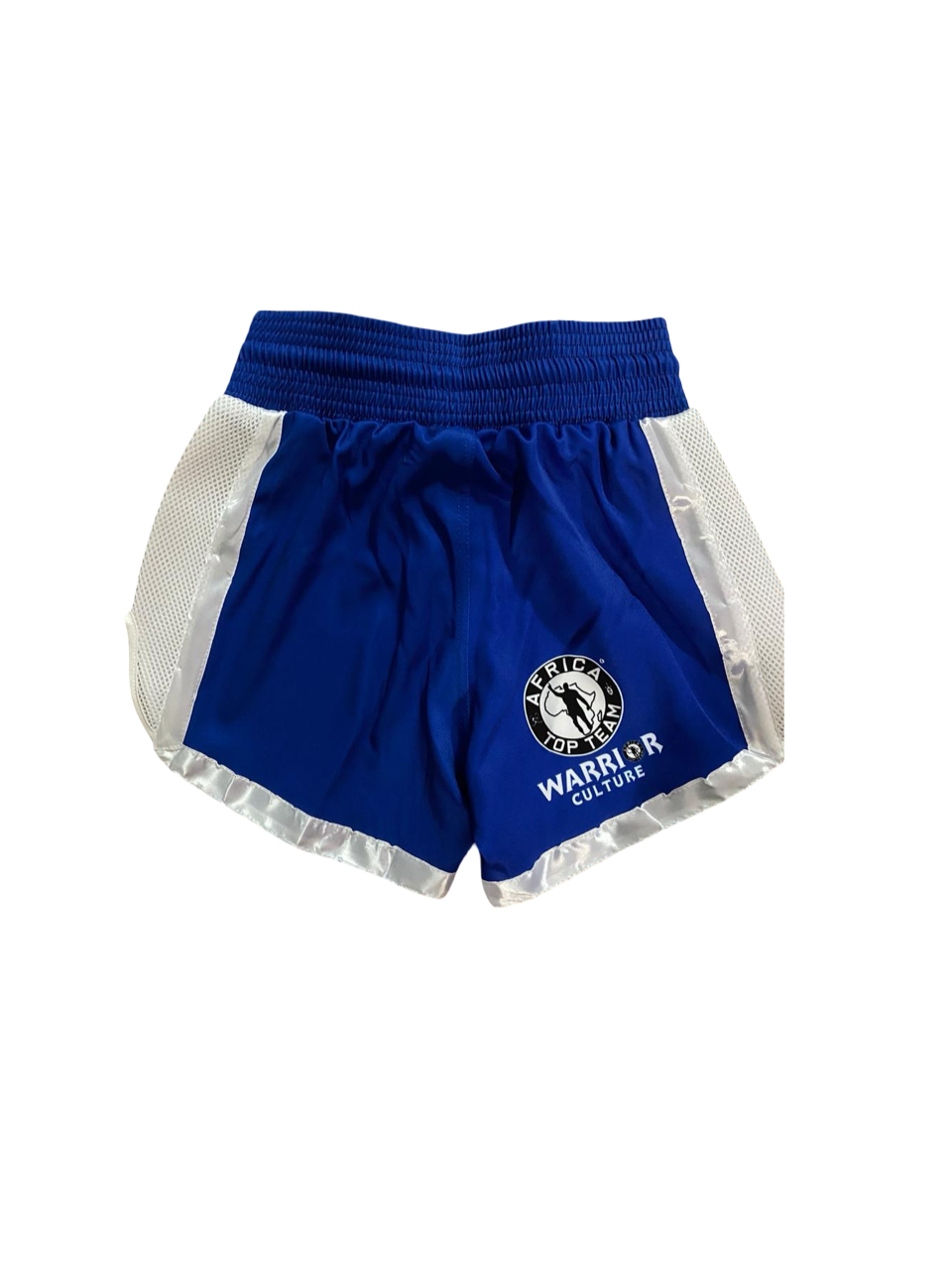 Africa Top Team Warrior Culture Blue/White Muay Thai Shorts, Kick Boxing