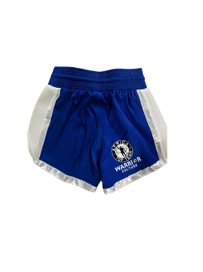 Africa Top Team Warrior Culture Blue/White Muay Thai Shorts, Kick Boxing