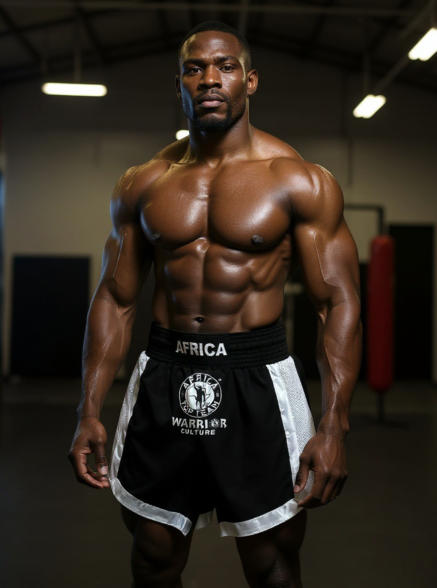 Africa Top Team Warrior Culture Black/ White Muay Thai Shorts, Kick Boxing,