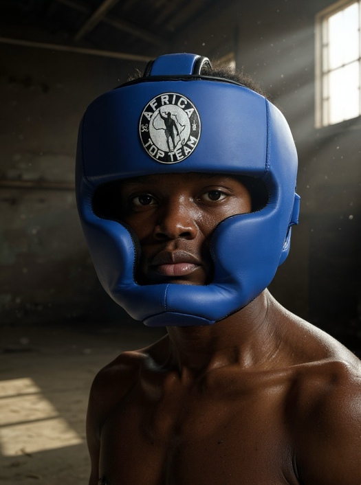 Africa Top Team Warrior Culture Blue Premium Head gear  Boxing, MMA