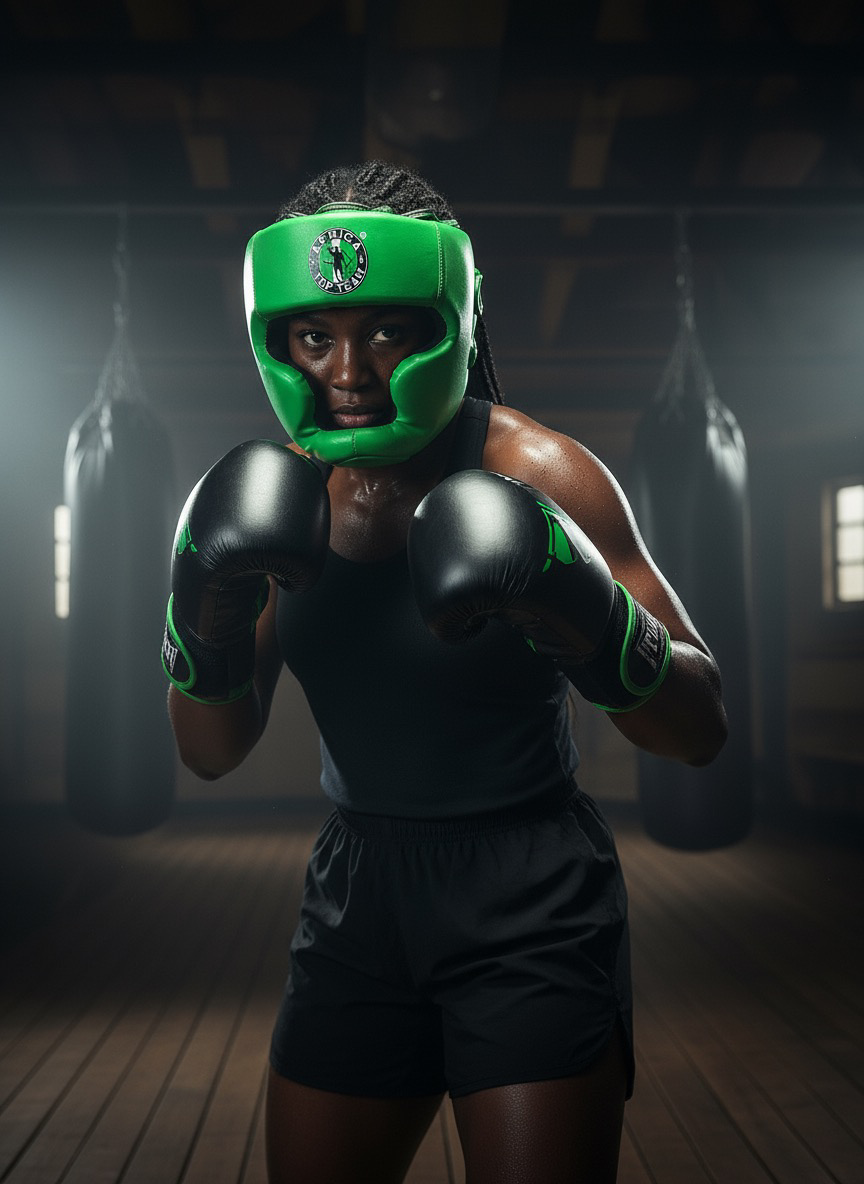 Africa Top Team Nigeria Green premium Head gear  Boxing, MMA