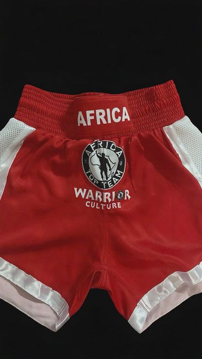 Africa Top Team Warrior Culture Red/White Muay Thai Shorts, Kick Boxing,