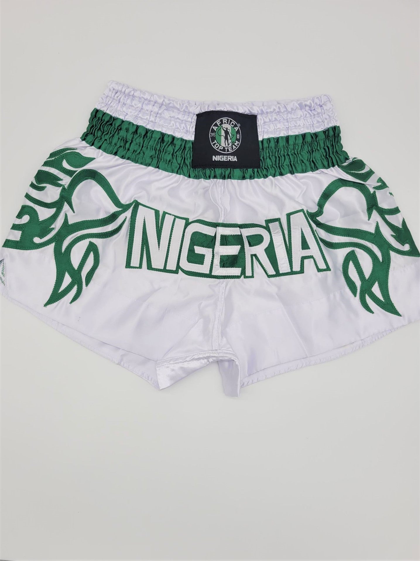 Africa Top Team Nigeria White/Green Muay Thai Shorts Boxing, MMA