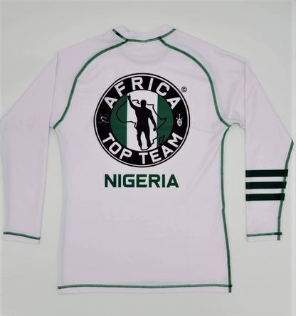 Africa Top Team Nigeria White/Green Rash guard  MMA, Boxing